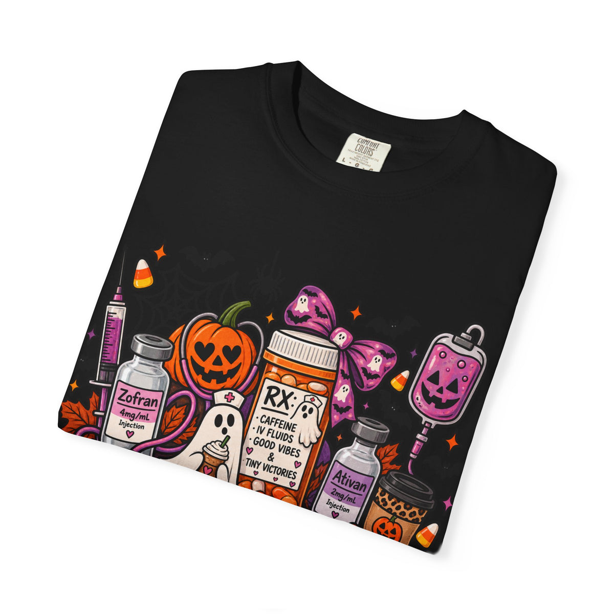 Halloween Pill Bottle T-Shirt — Candy, Pumpkins & Spooky Medicine Design