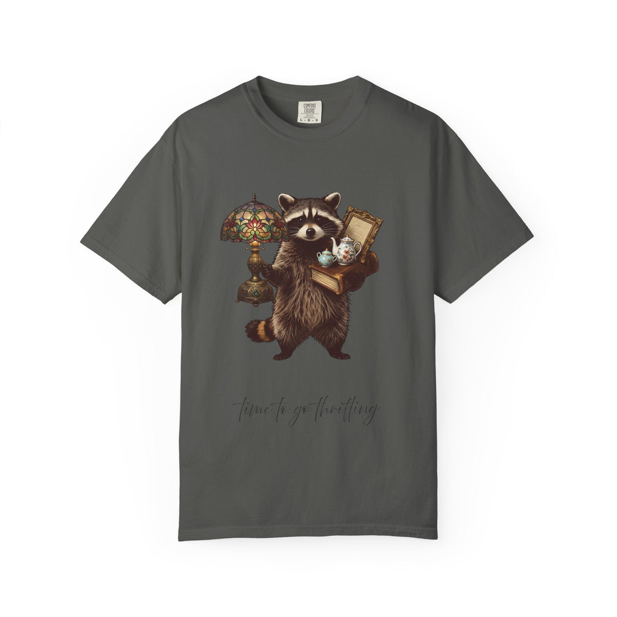Raccoon Thrifting Graphic T-Shirt — 'Time to Go Thrifting' Vintage Style