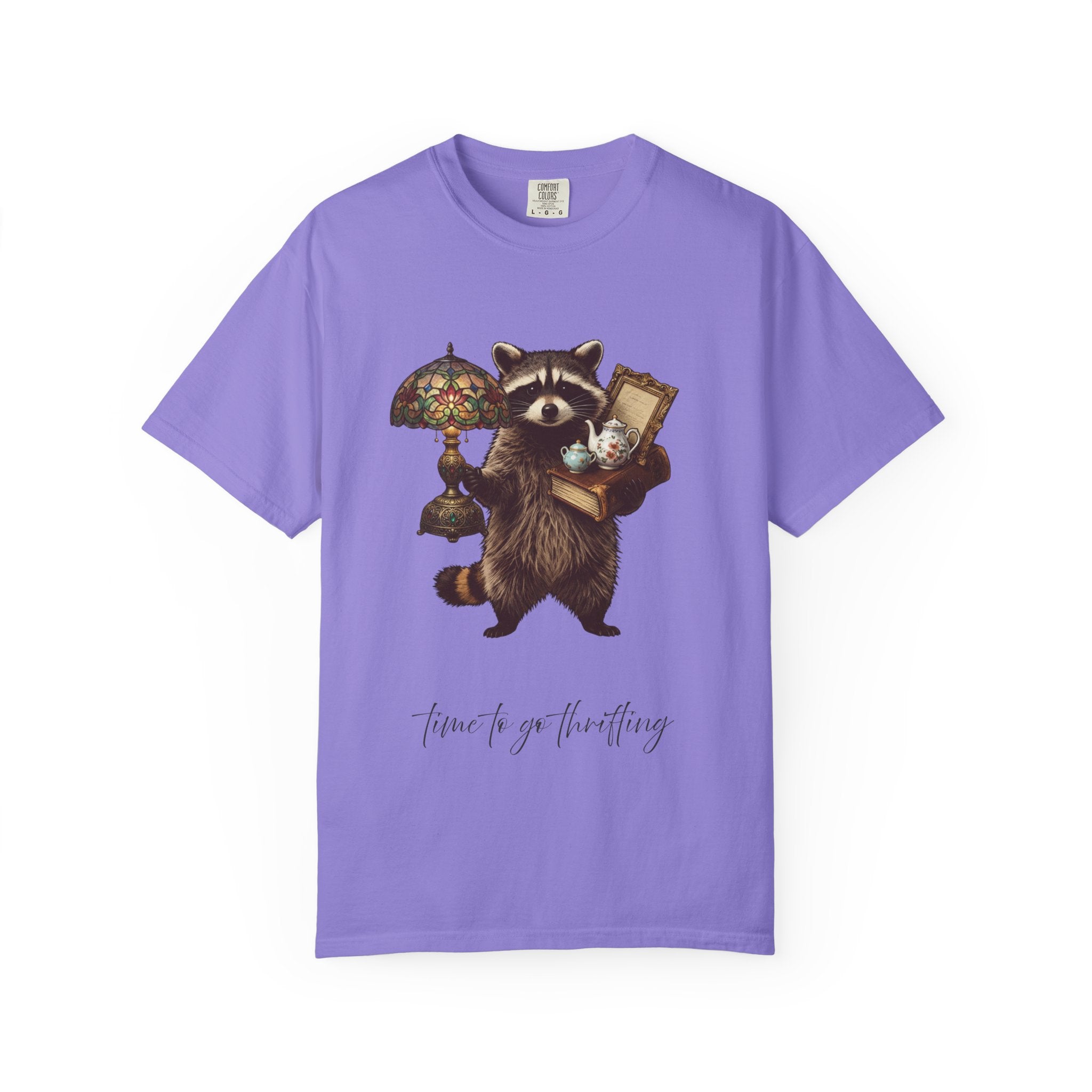 Raccoon Thrifting Graphic T-Shirt — 'Time to Go Thrifting' Vintage Style