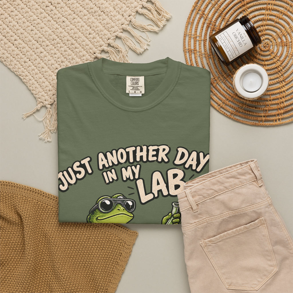 Just Another Day in My Lab Frog T-Shirt — Cute Scientist Amphibian Tee for Lab Lovers