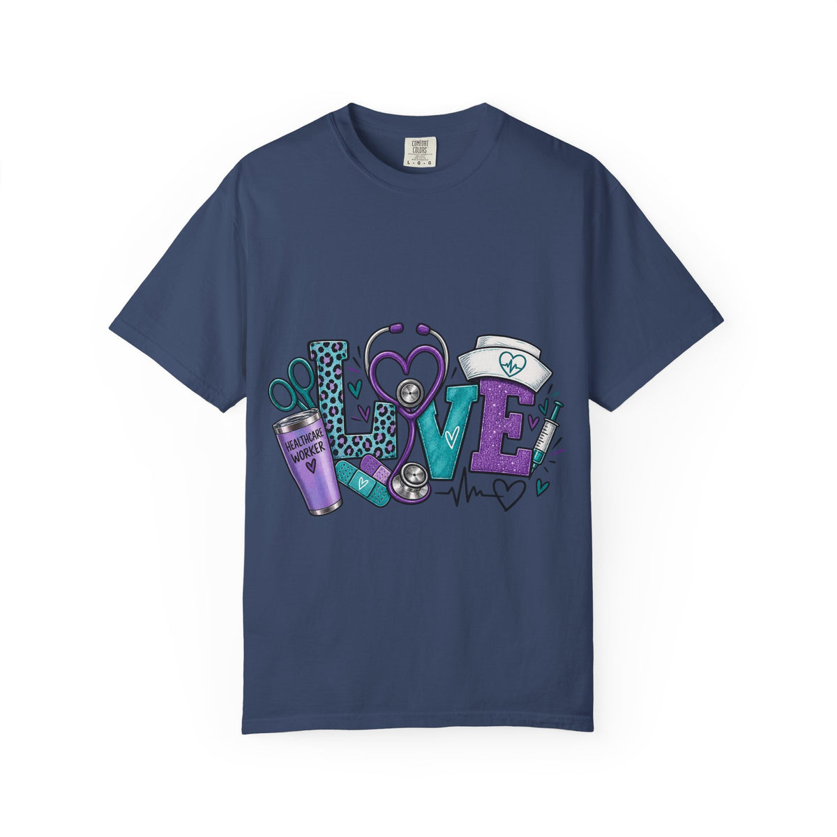 Nurse Love T-Shirt — Medical Hearts, Stethoscope & Scrubs Graphic