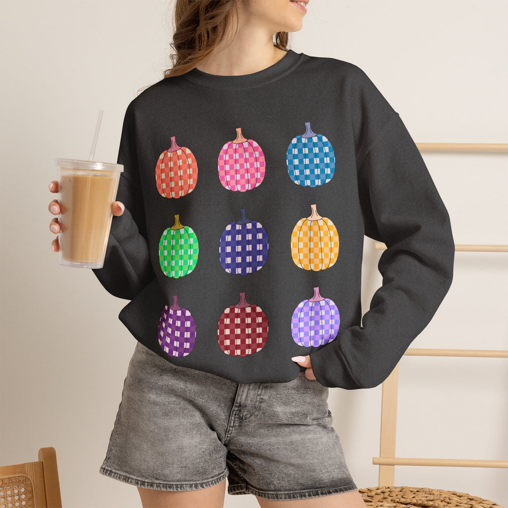 Pumpkin grid autumn Crewneck Sweatshirt