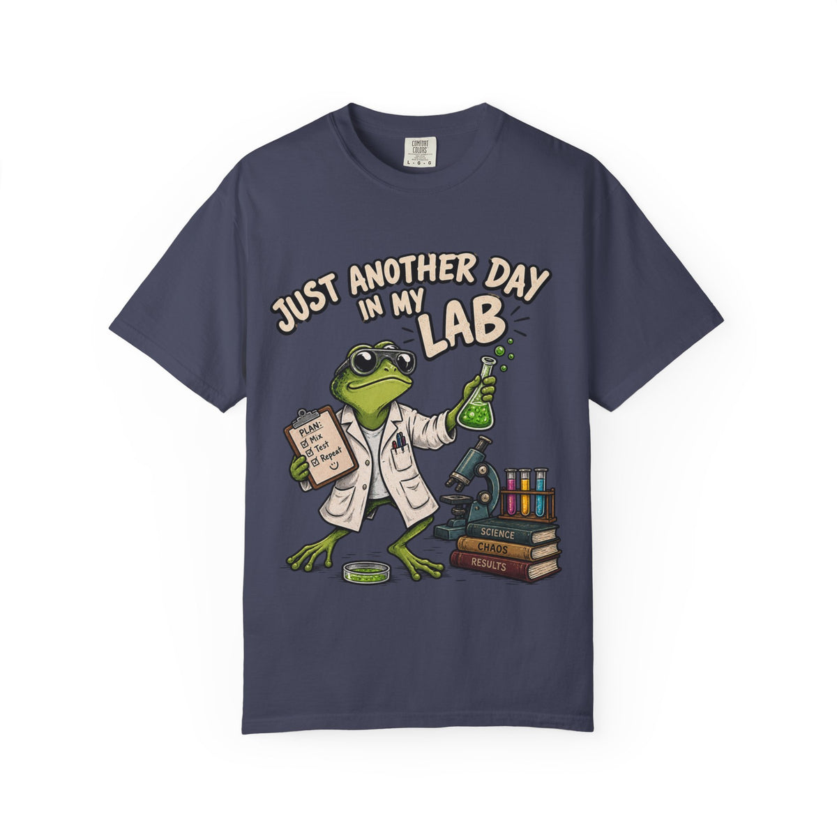Just Another Day in My Lab Frog T-Shirt — Cute Scientist Amphibian Tee for Lab Lovers