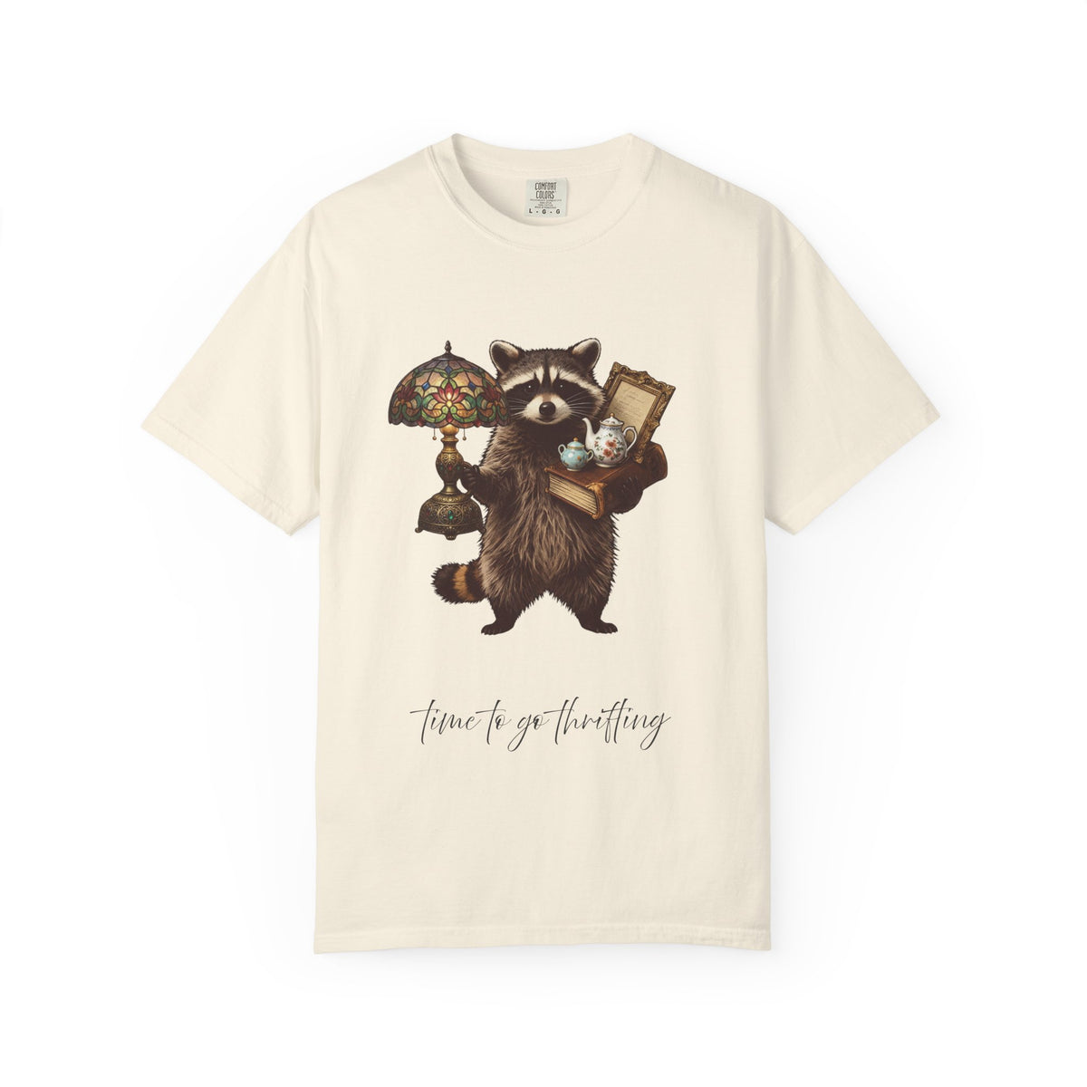Raccoon Thrifting Graphic T-Shirt — 'Time to Go Thrifting' Vintage Style