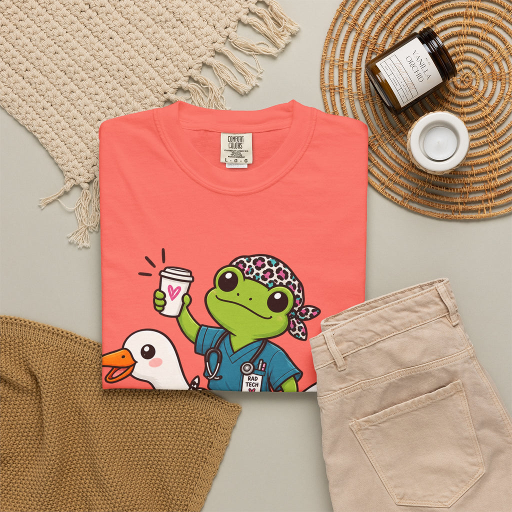 Just Winging It Nurse T-Shirt — Frog Scrub Nurse Riding Goose Graphic Tee