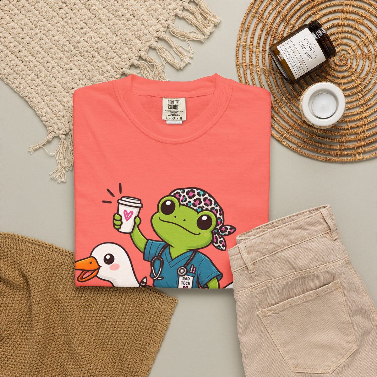 Just Winging It Nurse T-Shirt — Frog Scrub Nurse Riding Goose Graphic Tee