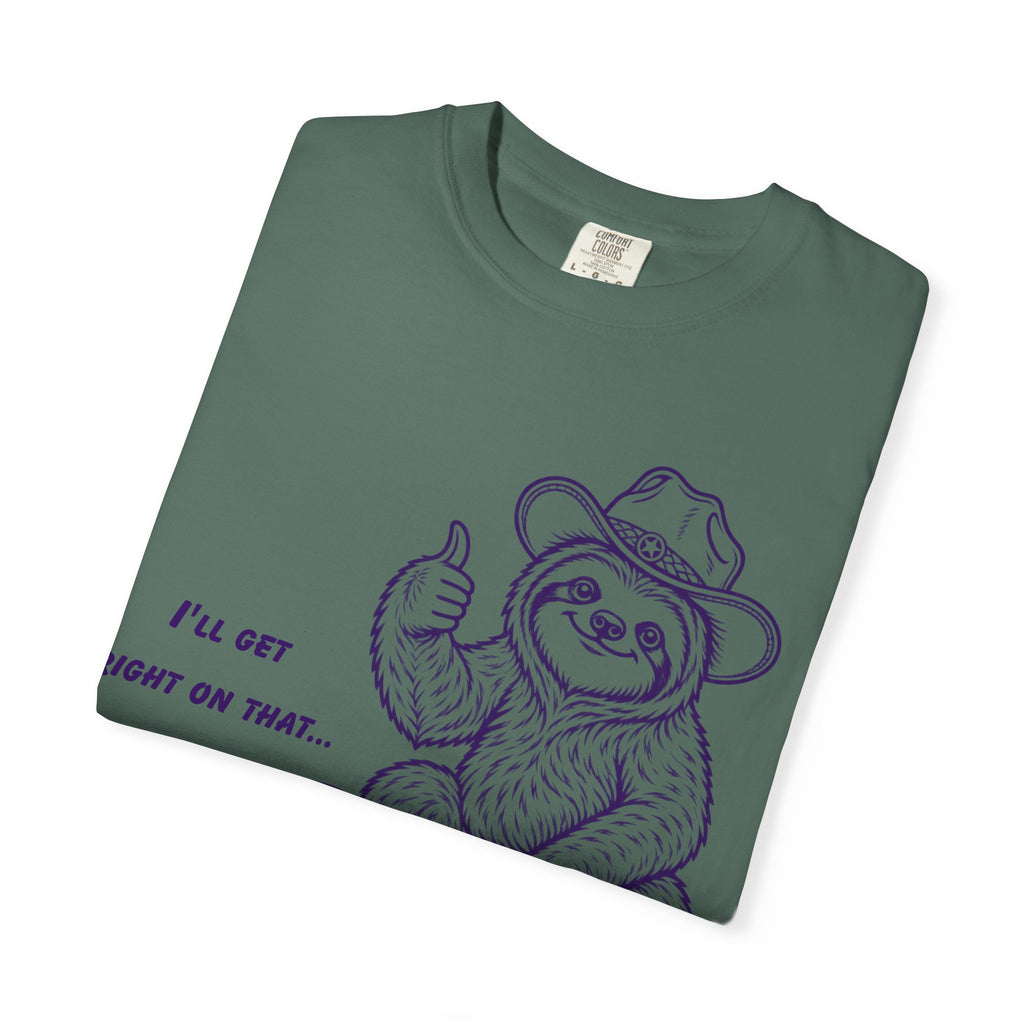 Sloth on Turtle T-Shirt – “I’ll Get Right on That” Vintage Graphic Tee