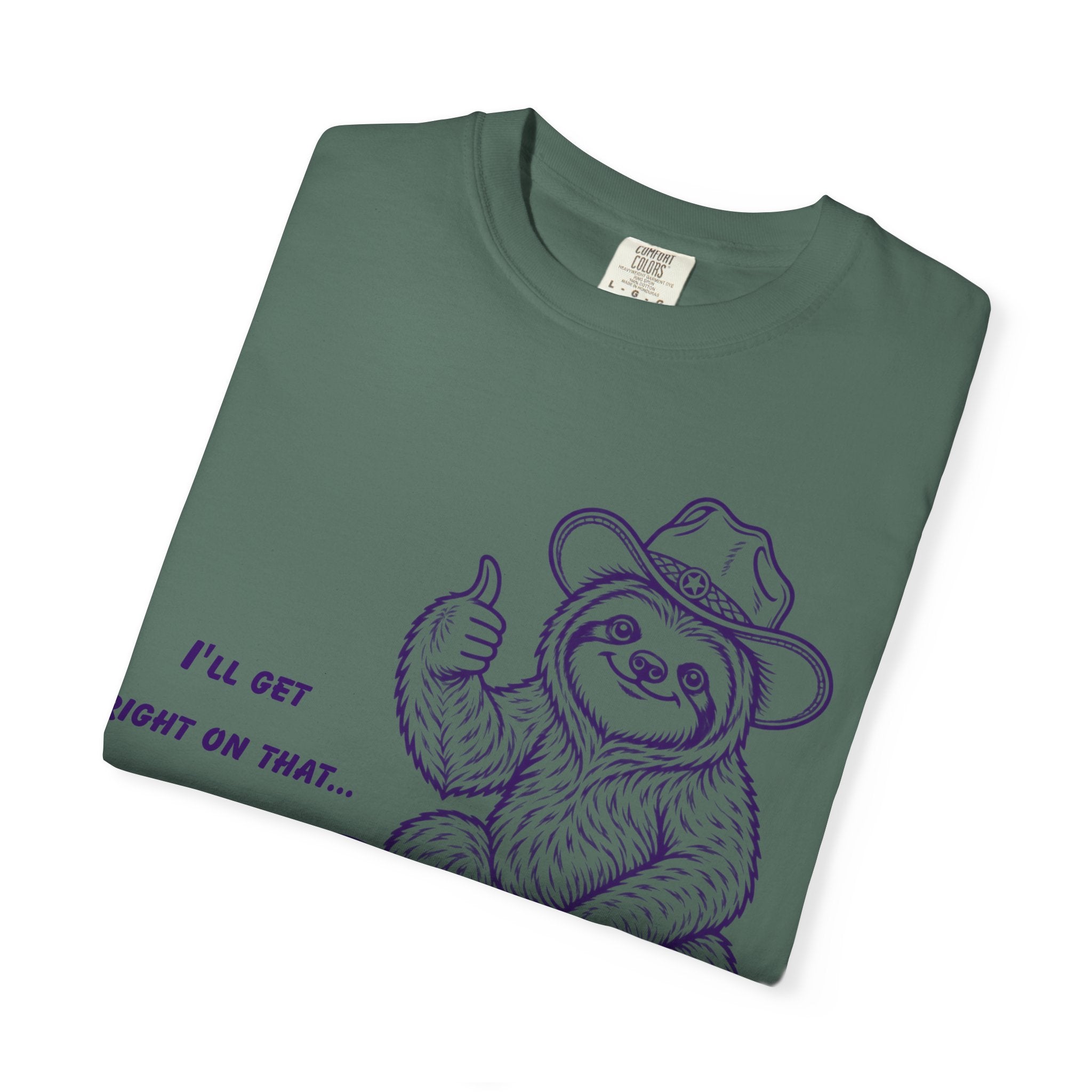 Sloth on Turtle T-Shirt – “I’ll Get Right on That” Vintage Graphic Tee