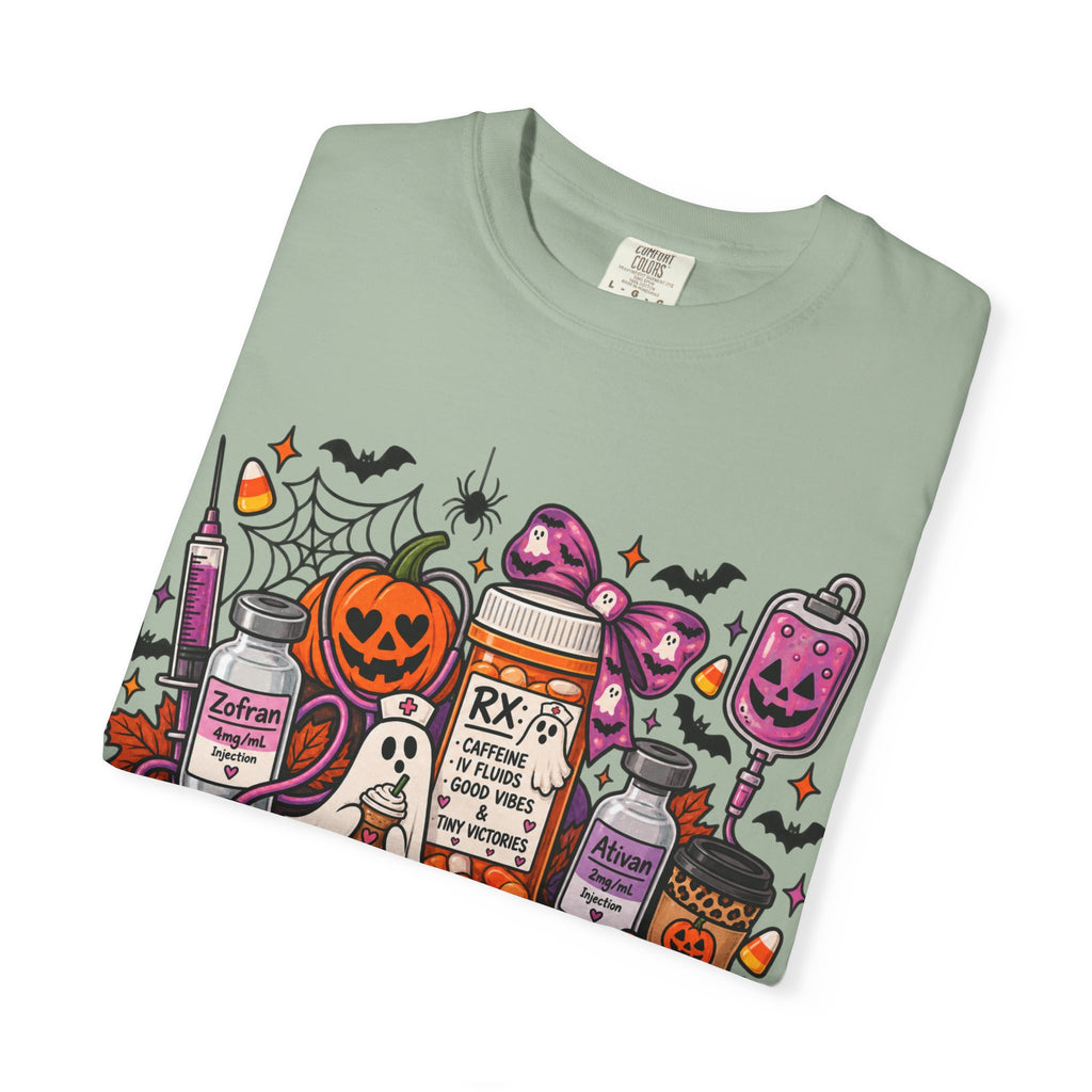Halloween Pill Bottle T-Shirt — Candy, Pumpkins & Spooky Medicine Design