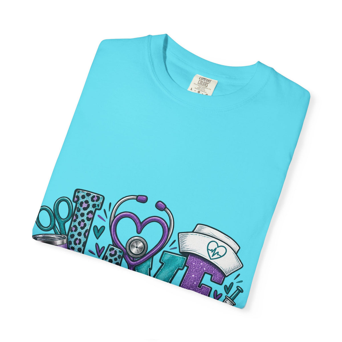 Nurse Love T-Shirt — Medical Hearts, Stethoscope & Scrubs Graphic