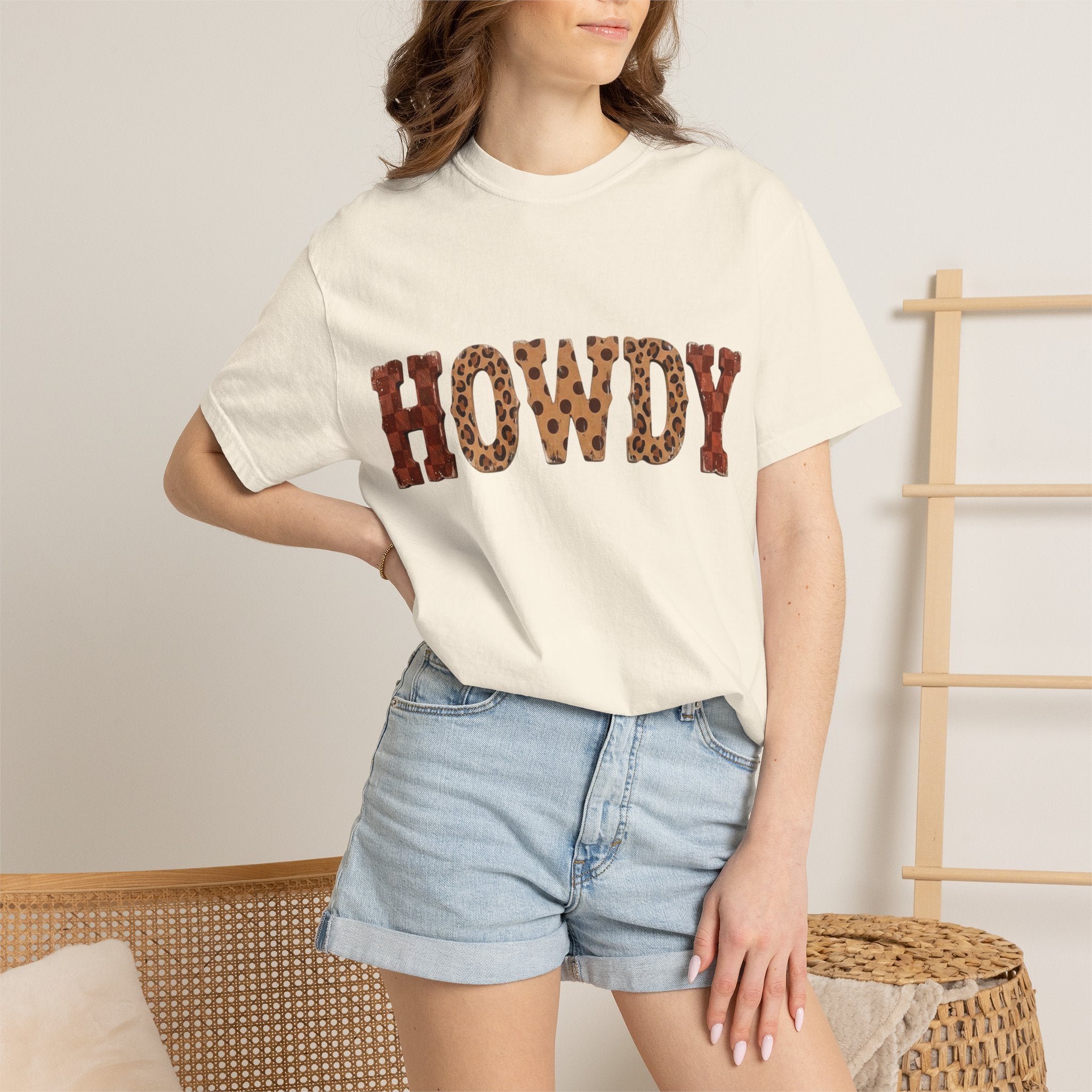 Howdy Leopard Print Tee — Western Graphic Cotton T‑Shirt