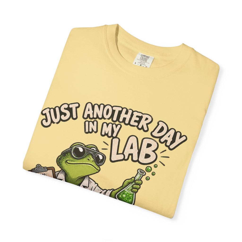 Just Another Day in My Lab Frog T-Shirt — Cute Scientist Amphibian Tee for Lab Lovers