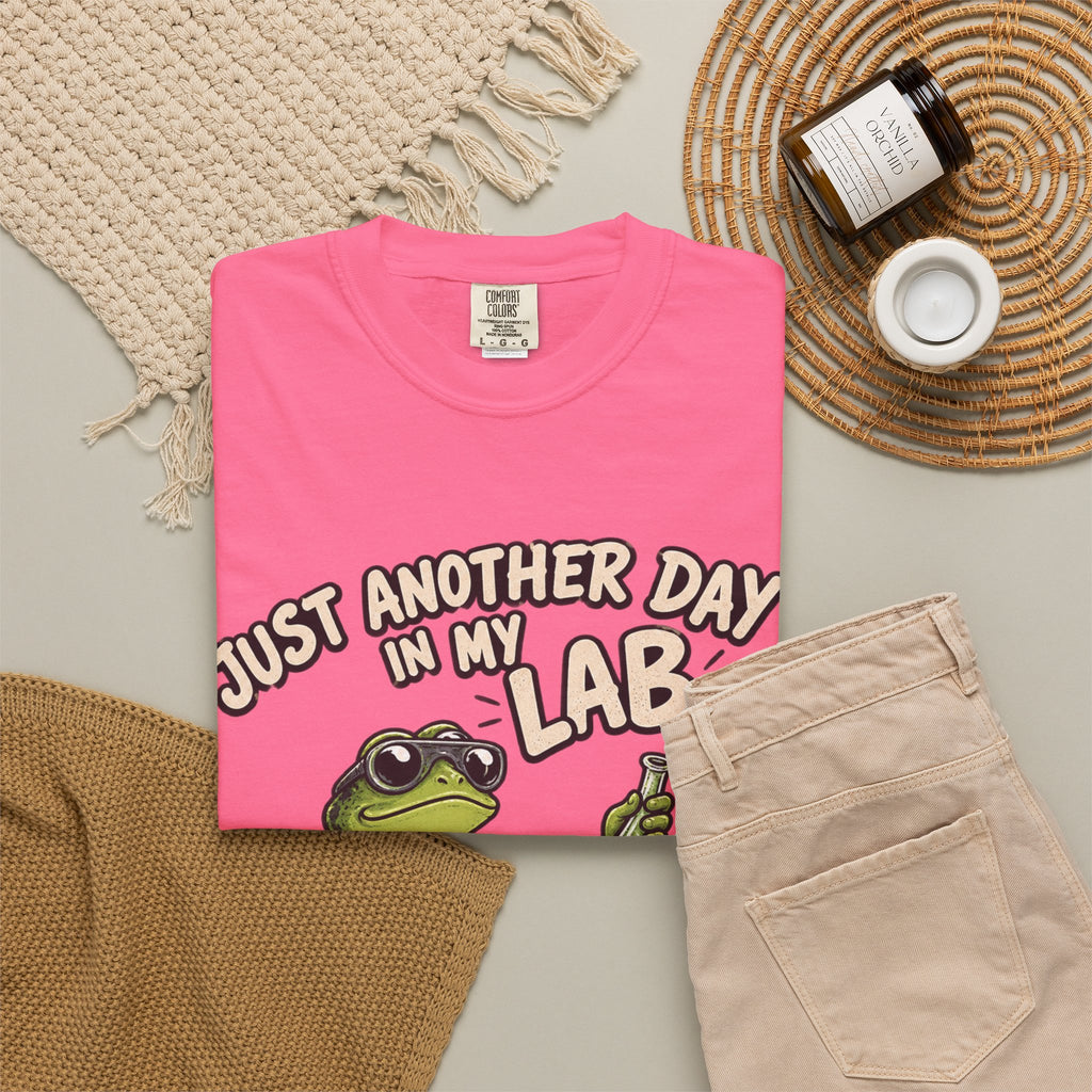Just Another Day in My Lab Frog T-Shirt — Cute Scientist Amphibian Tee for Lab Lovers