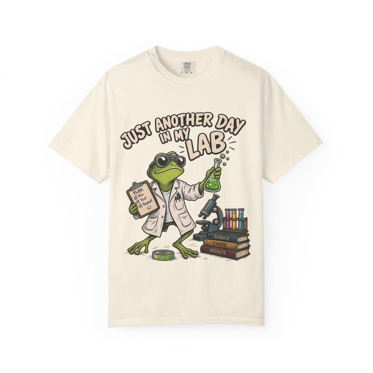 Just Another Day in My Lab Frog T-Shirt — Cute Scientist Amphibian Tee for Lab Lovers