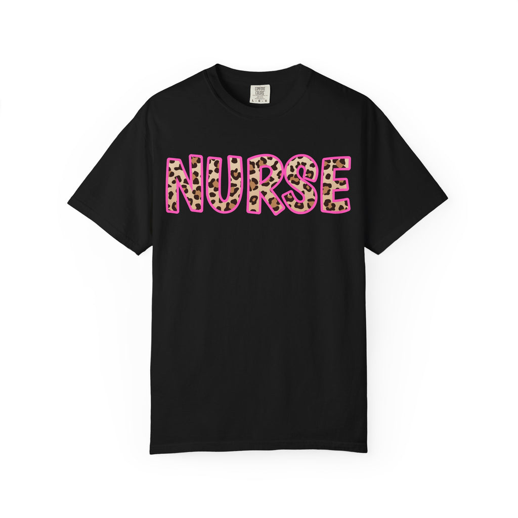 Nurse Leopard Print T-Shirt — Bold Pink Animal Print Nursing Tee