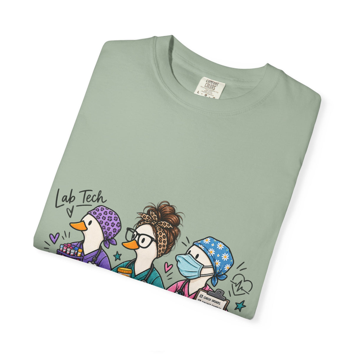 Lab Tech Team T-Shirt — Cute Cartoon Laboratory Scientist Shirt for Medical & Research Staff