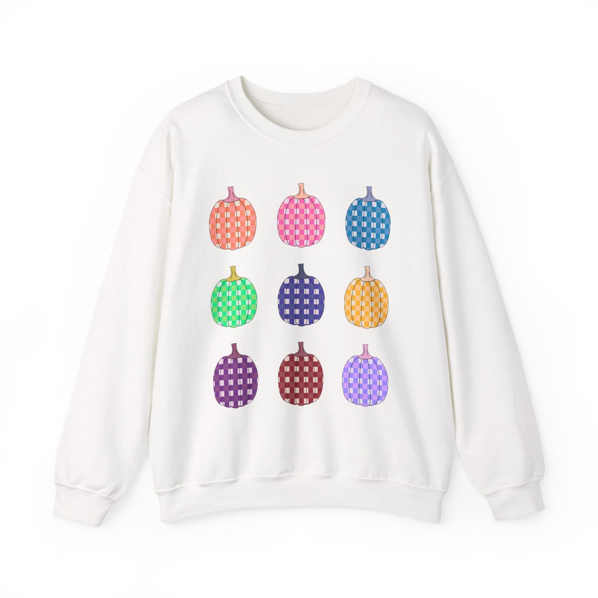 Pumpkin grid autumn Crewneck Sweatshirt