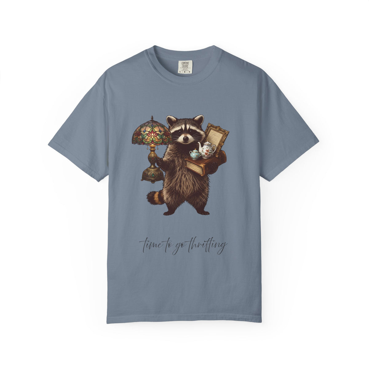 Raccoon Thrifting Graphic T-Shirt — 'Time to Go Thrifting' Vintage Style