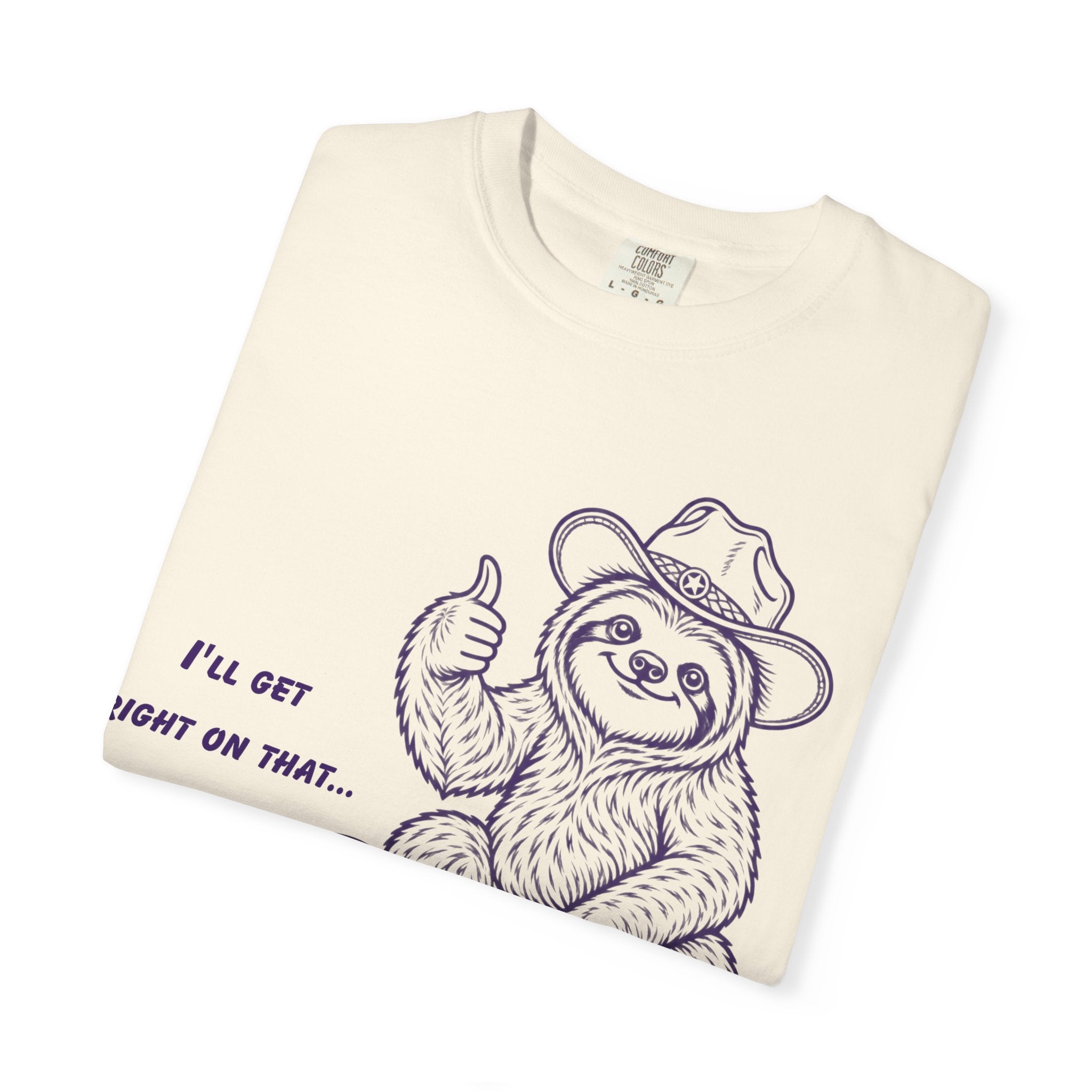Sloth on Turtle T-Shirt – “I’ll Get Right on That” Vintage Graphic Tee