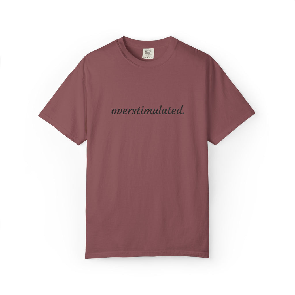 Overstimulated Tee — Minimalist White Graphic T‑Shirt