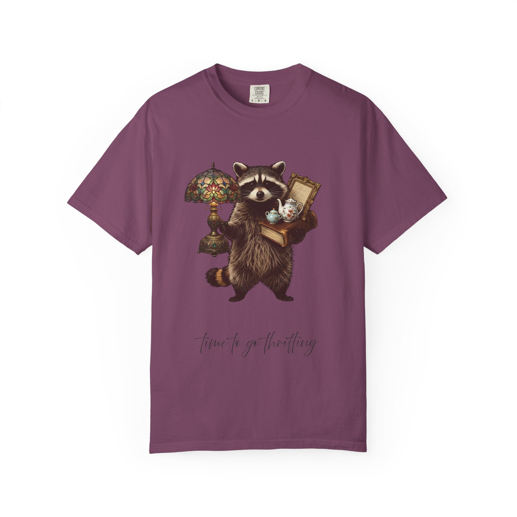 Raccoon Thrifting Graphic T-Shirt — 'Time to Go Thrifting' Vintage Style