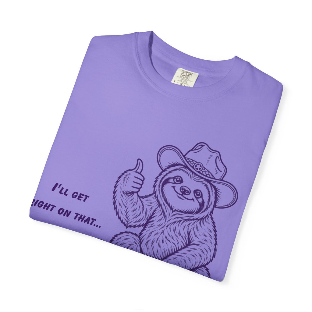 Sloth on Turtle T-Shirt – “I’ll Get Right on That” Vintage Graphic Tee
