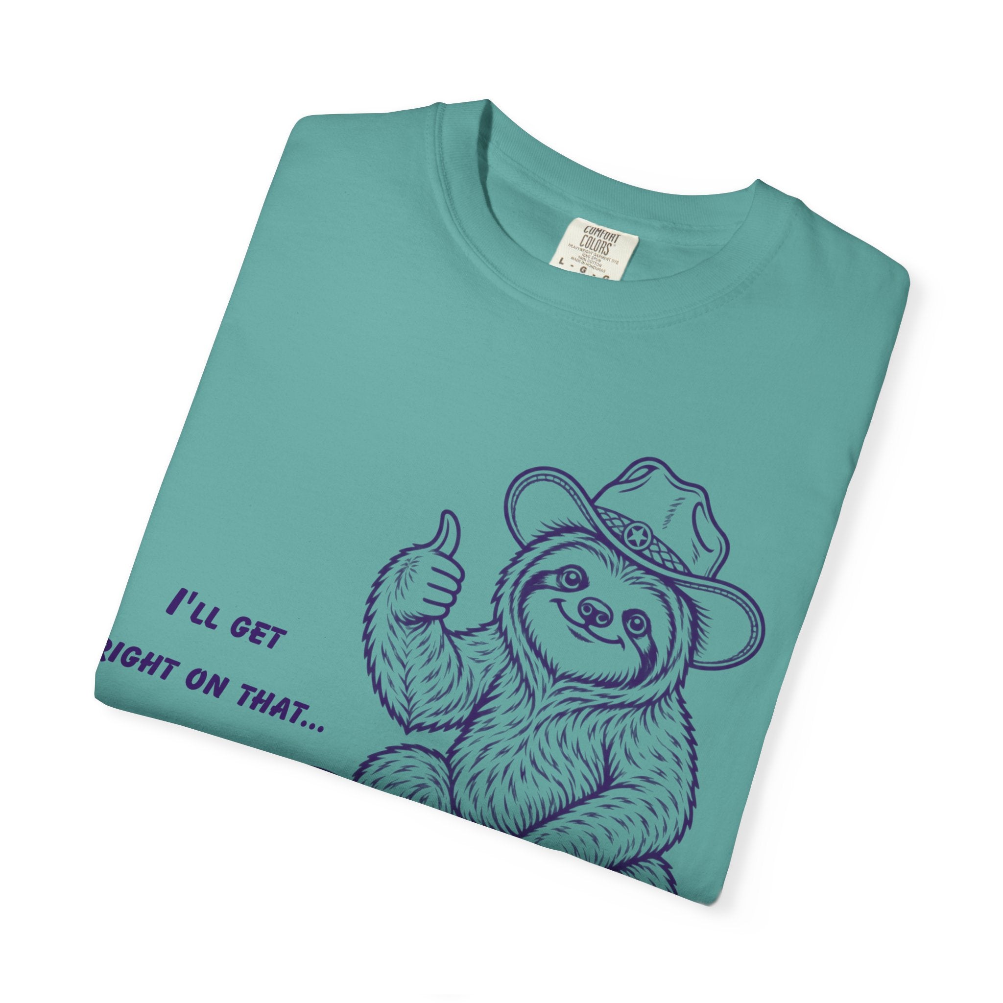 Sloth on Turtle T-Shirt – “I’ll Get Right on That” Vintage Graphic Tee