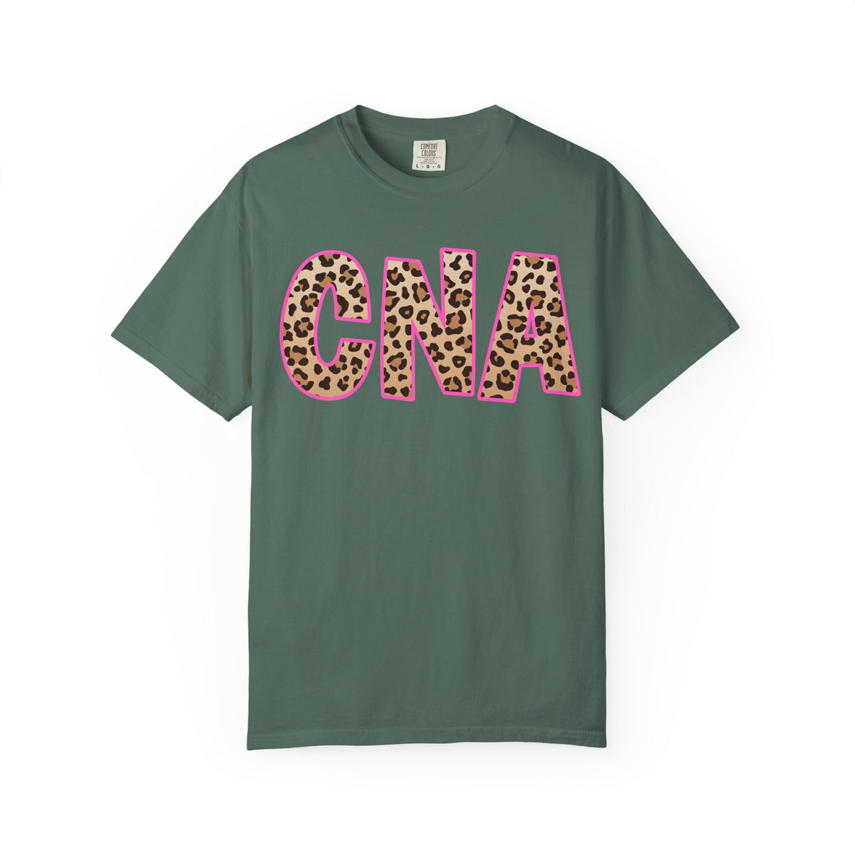 CNA Leopard Print Tee — Pink Outline Certified Nursing Assistant Shirt