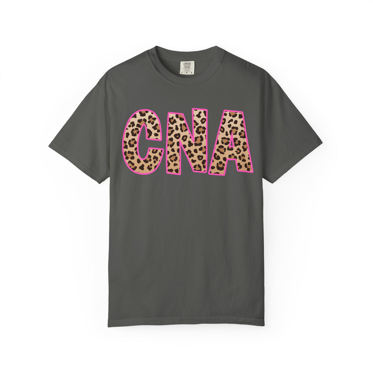 CNA Leopard Print Tee — Pink Outline Certified Nursing Assistant Shirt