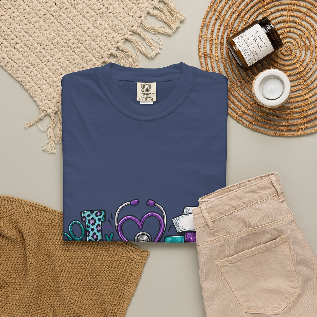 Nurse Love T-Shirt — Medical Hearts, Stethoscope & Scrubs Graphic