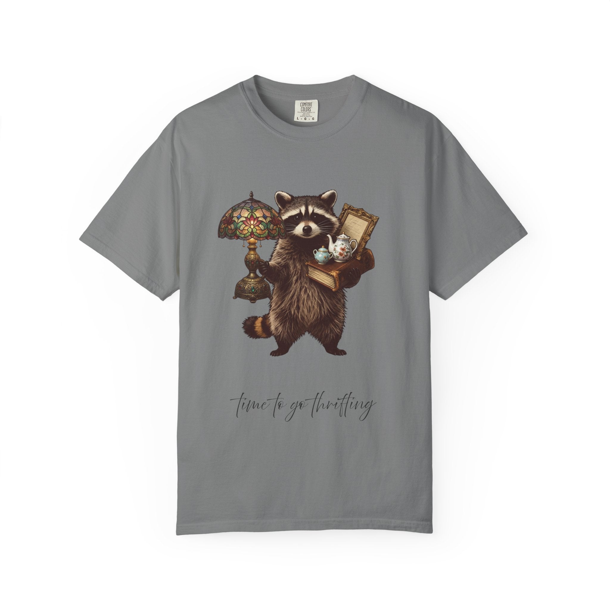 Raccoon Thrifting Graphic T-Shirt — 'Time to Go Thrifting' Vintage Style
