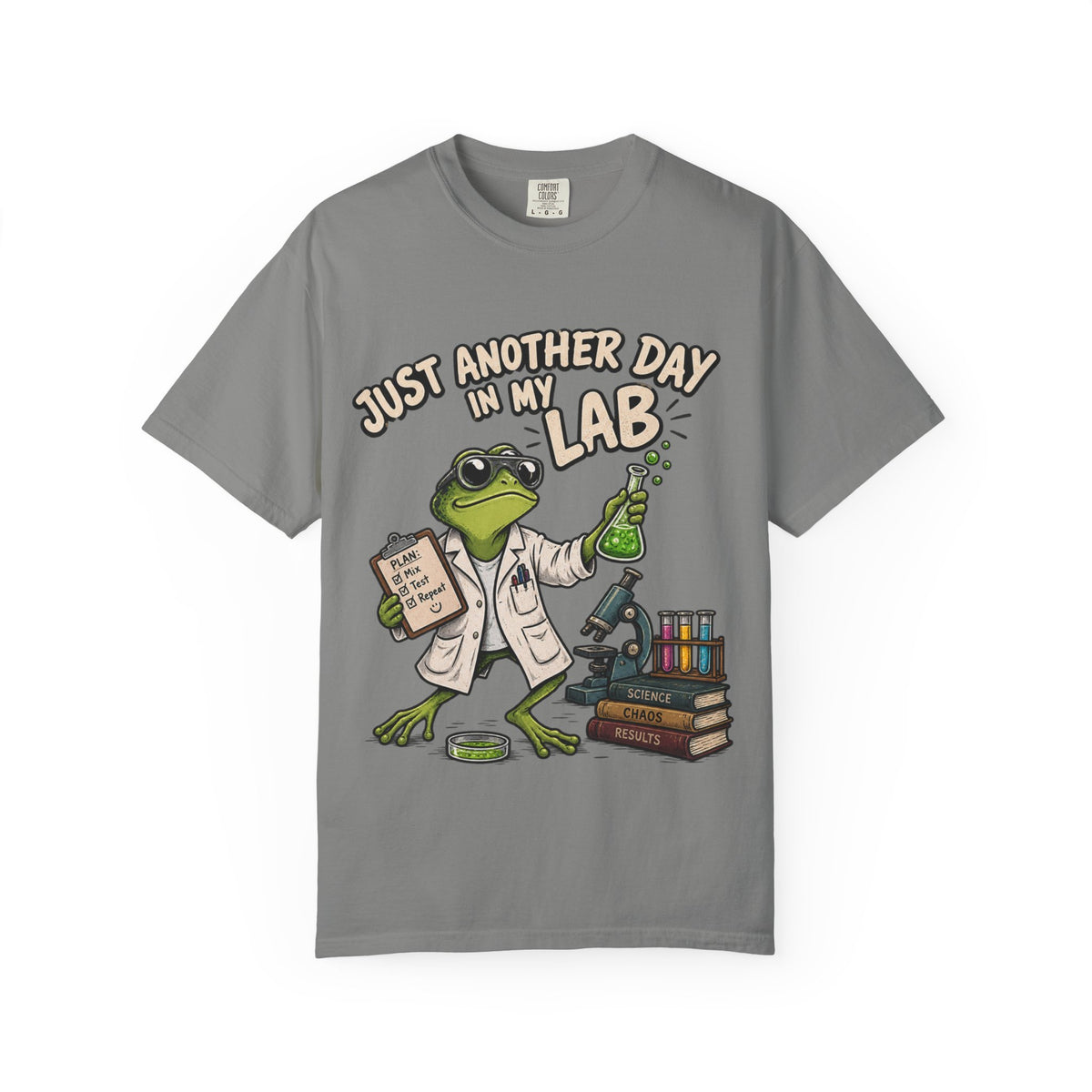 Just Another Day in My Lab Frog T-Shirt — Cute Scientist Amphibian Tee for Lab Lovers