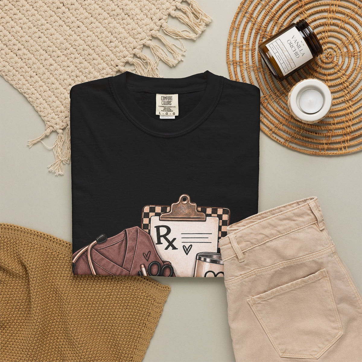 Nurse Life Graphic T-Shirt — Medical Symbols, Heartbeat & Clipboard Design