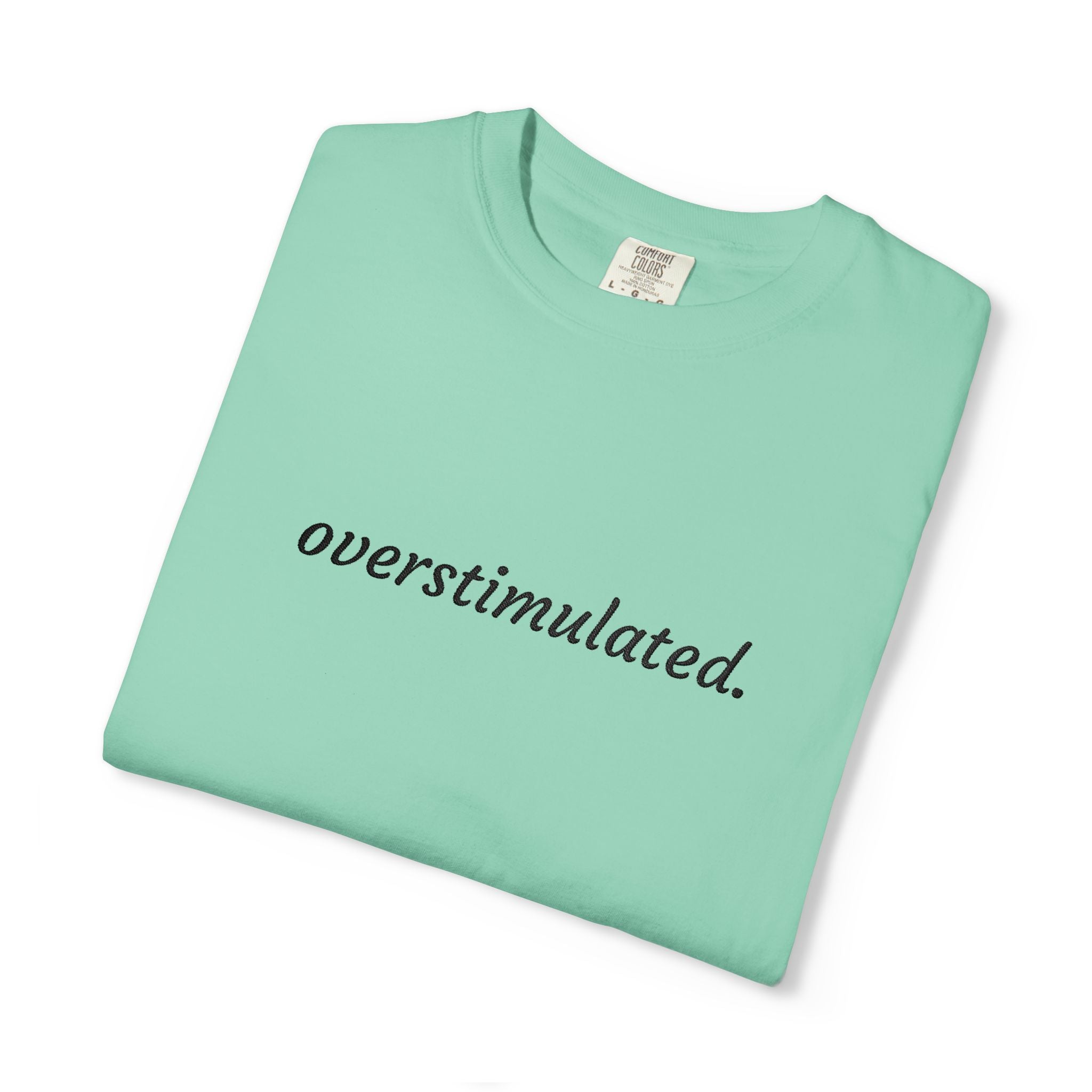 Overstimulated Tee — Minimalist White Graphic T‑Shirt