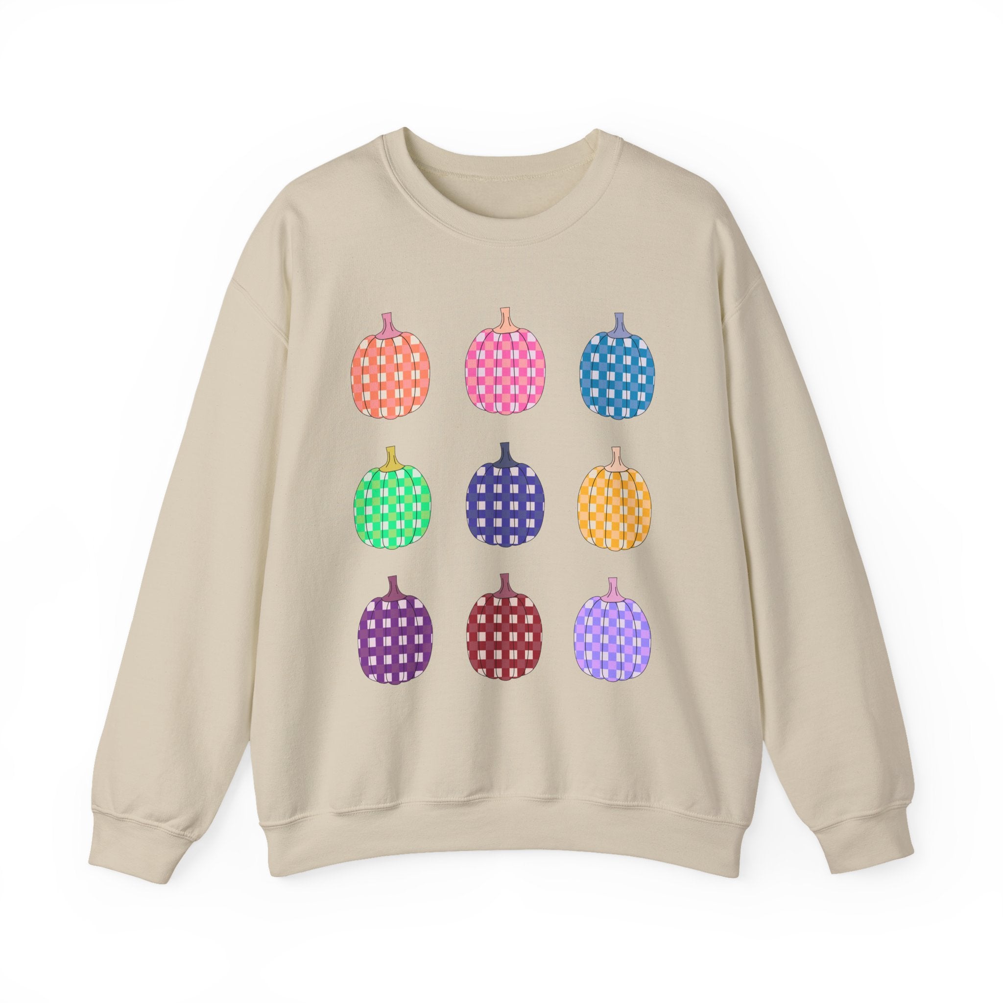 Pumpkin grid autumn Crewneck Sweatshirt