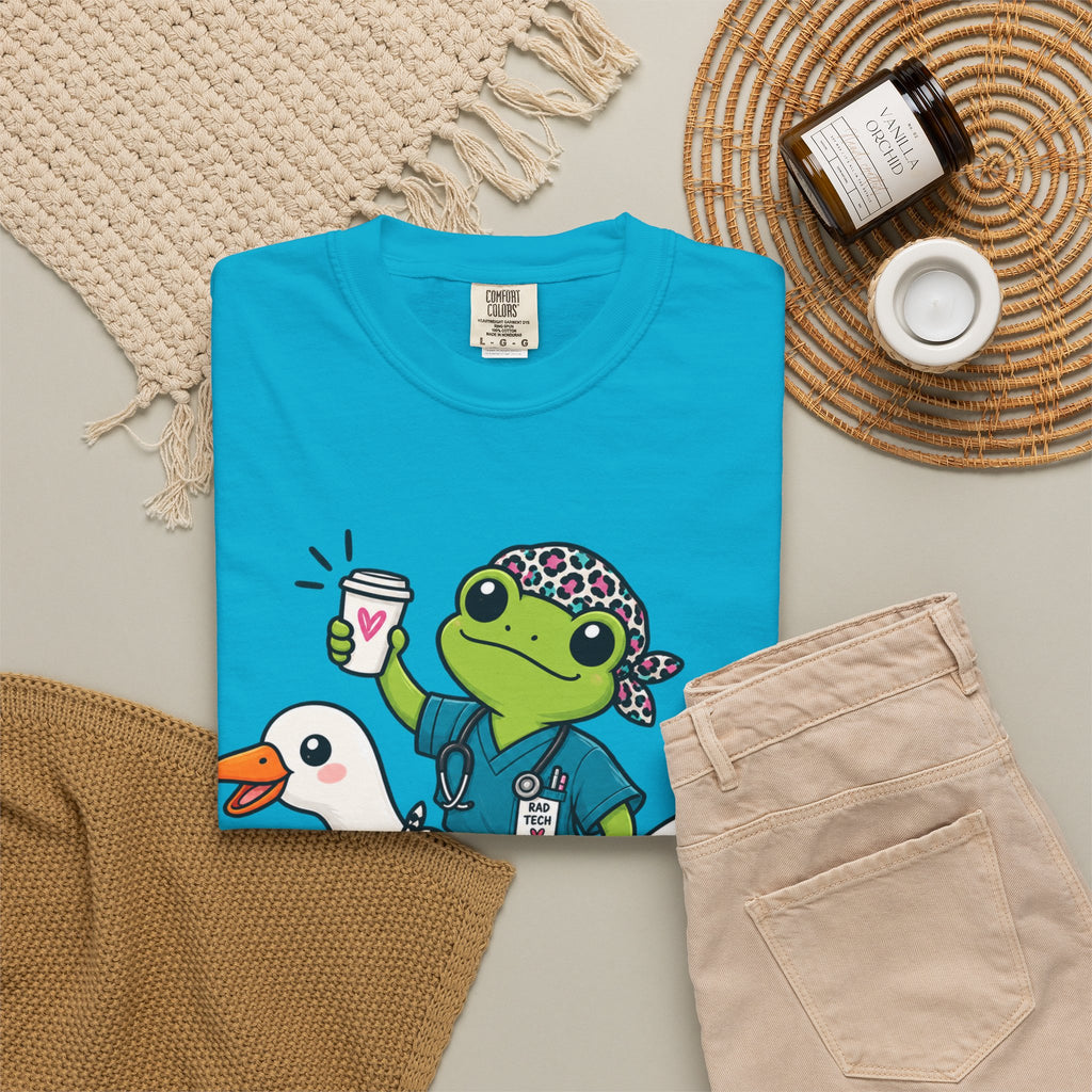 Just Winging It Nurse T-Shirt — Frog Scrub Nurse Riding Goose Graphic Tee