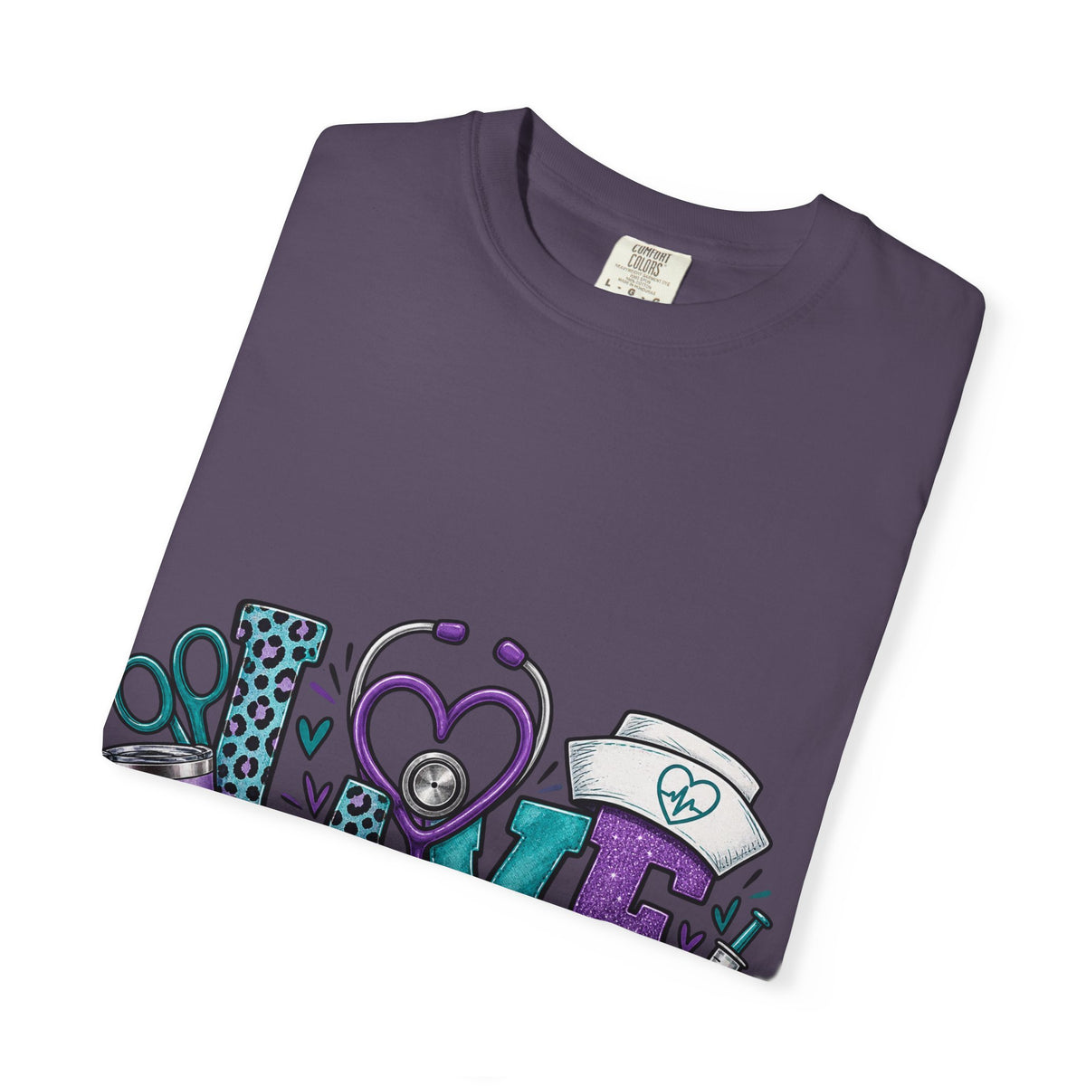 Nurse Love T-Shirt — Medical Hearts, Stethoscope & Scrubs Graphic