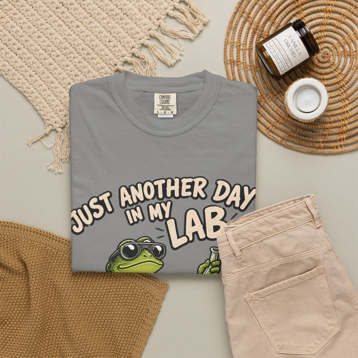 Just Another Day in My Lab Frog T-Shirt — Cute Scientist Amphibian Tee for Lab Lovers