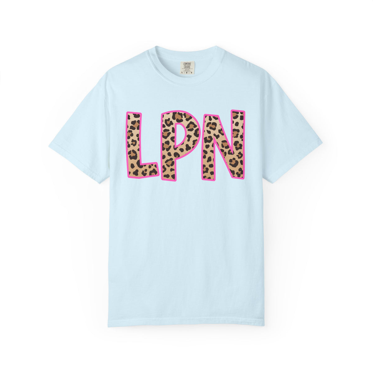LPN Leopard Print Tee — Pink-Outlined Licensed Practical Nurse T-Shirt