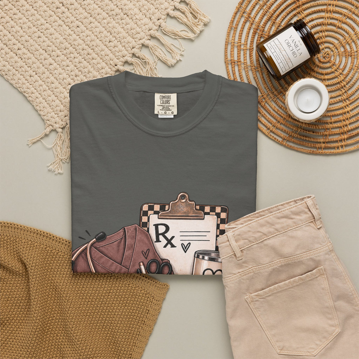 Nurse Life Graphic T-Shirt — Medical Symbols, Heartbeat & Clipboard Design