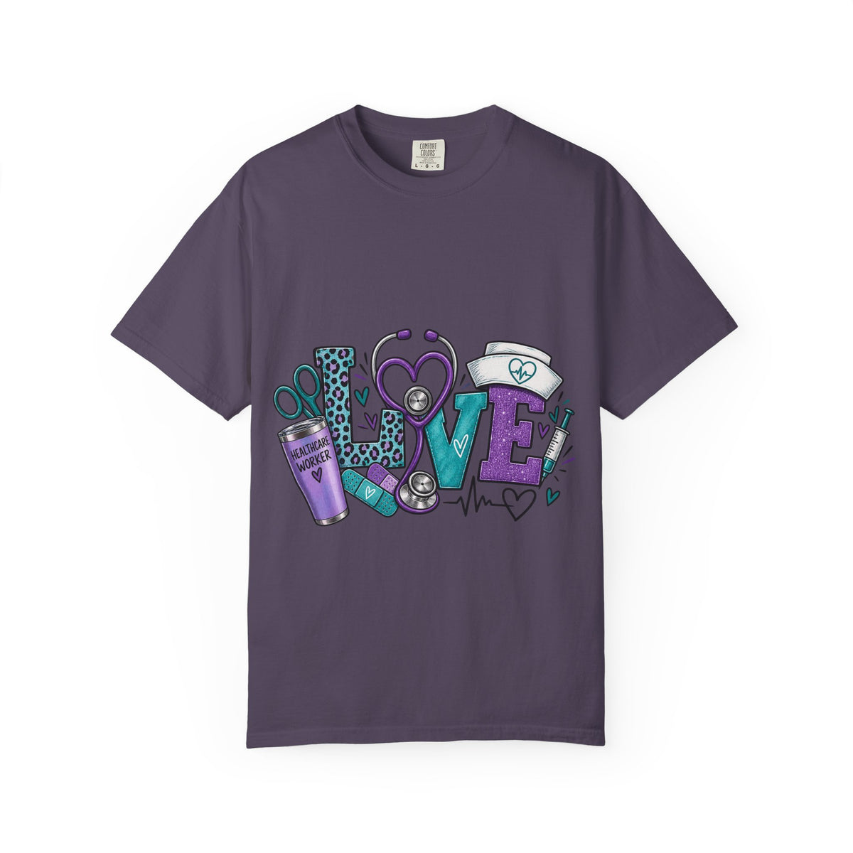 Nurse Love T-Shirt — Medical Hearts, Stethoscope & Scrubs Graphic