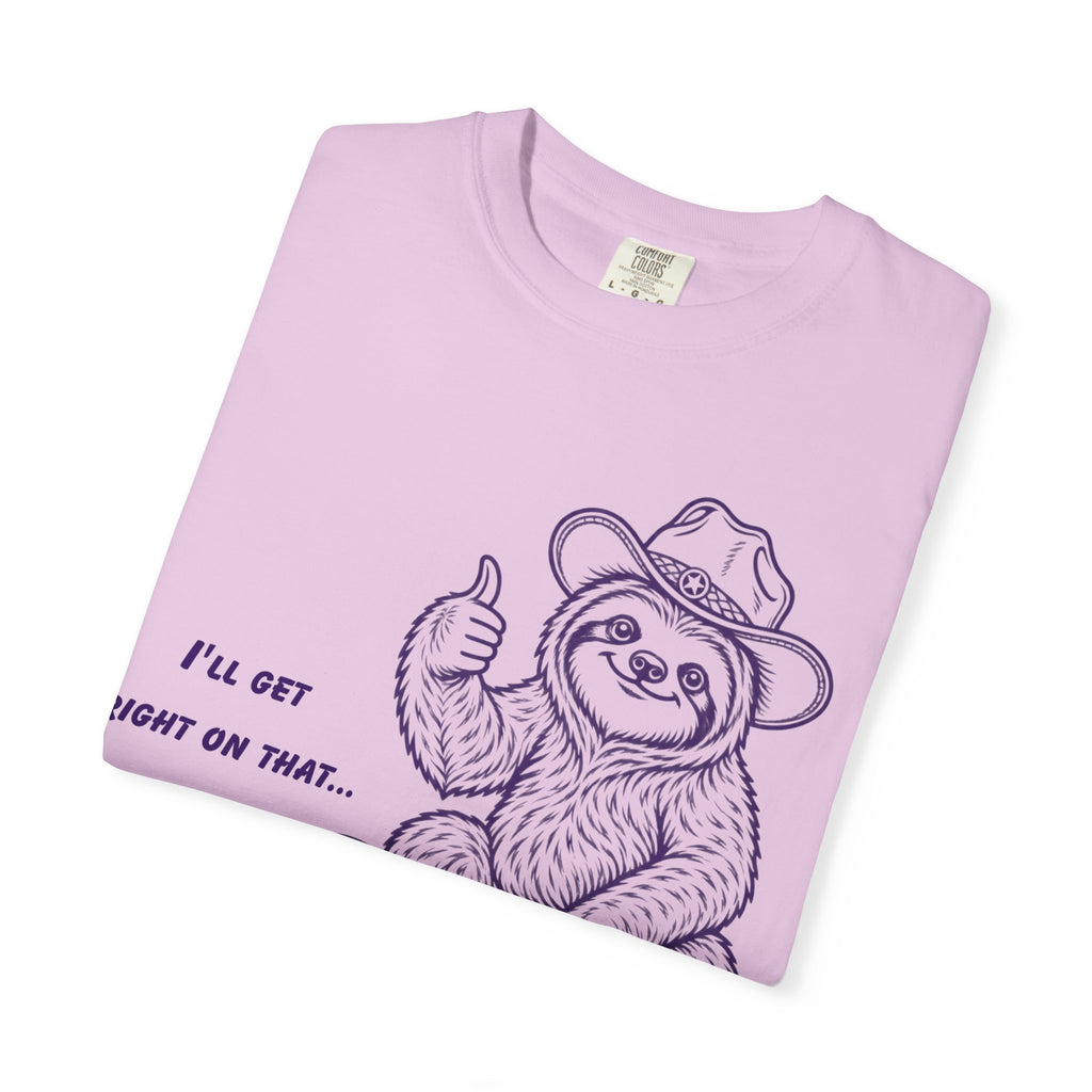 Sloth on Turtle T-Shirt – “I’ll Get Right on That” Vintage Graphic Tee