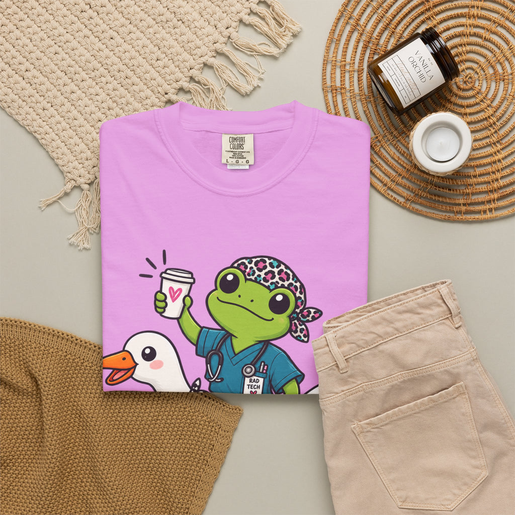 Just Winging It Nurse T-Shirt — Frog Scrub Nurse Riding Goose Graphic Tee