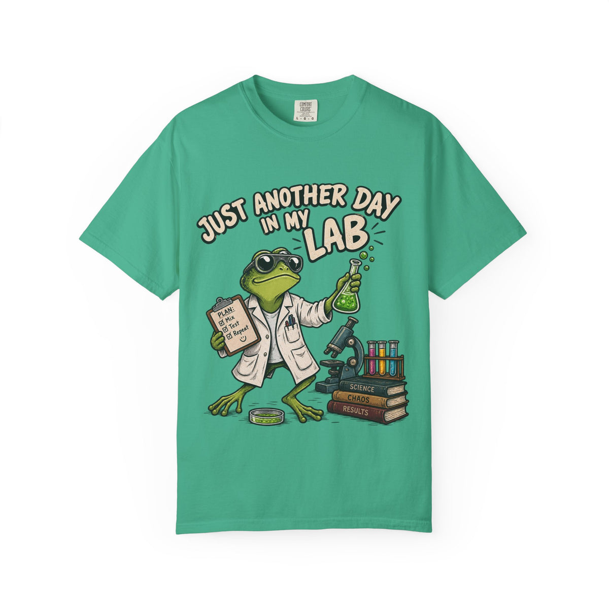 Just Another Day in My Lab Frog T-Shirt — Cute Scientist Amphibian Tee for Lab Lovers