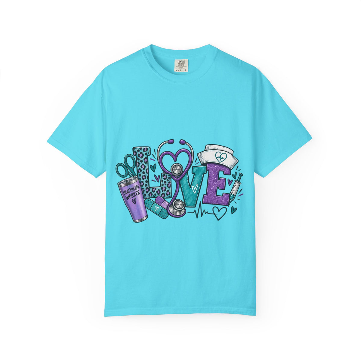 Nurse Love T-Shirt — Medical Hearts, Stethoscope & Scrubs Graphic