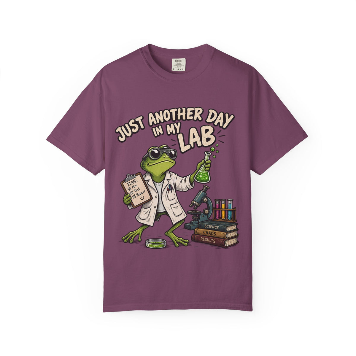 Just Another Day in My Lab Frog T-Shirt — Cute Scientist Amphibian Tee for Lab Lovers