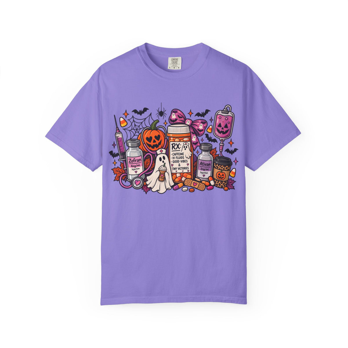 Halloween Pill Bottle T-Shirt — Candy, Pumpkins & Spooky Medicine Design