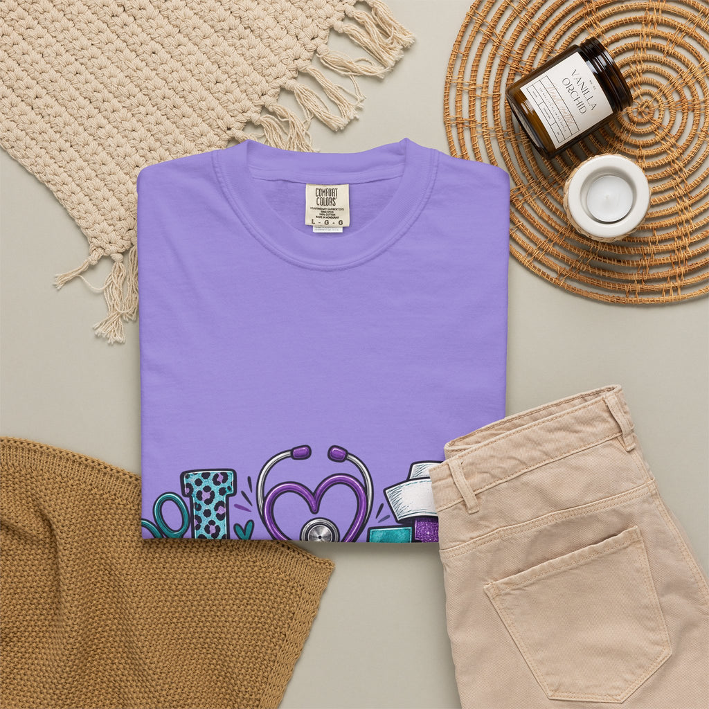 Nurse Love T-Shirt — Medical Hearts, Stethoscope & Scrubs Graphic
