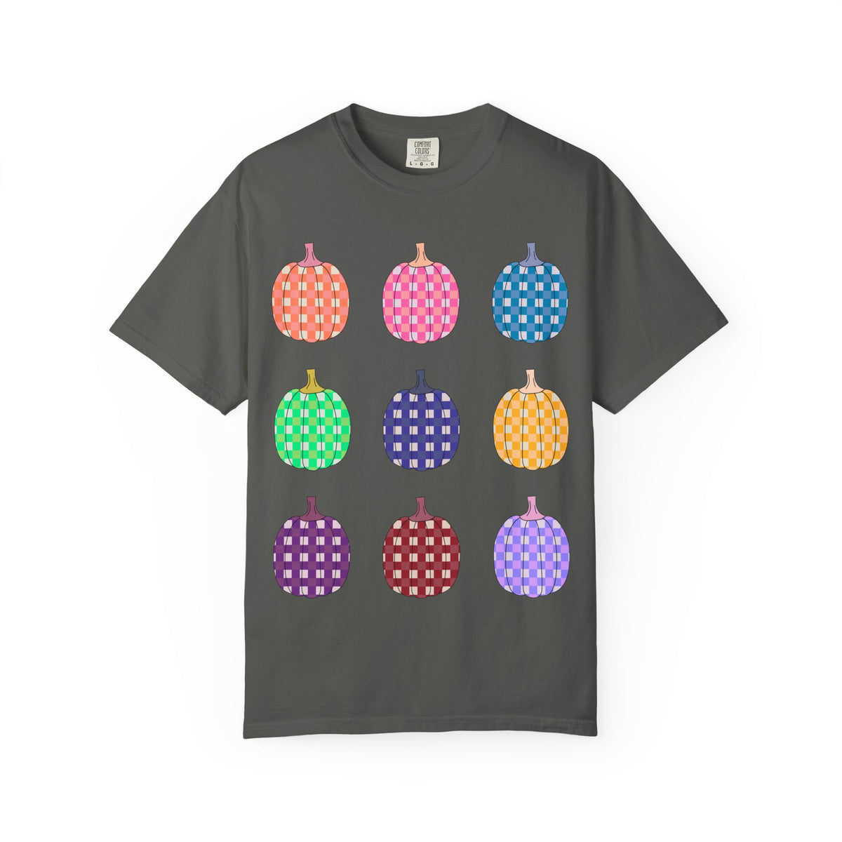 Pumpkin Grid T‑Shirt — Colorful Patterned Pumpkins Tee for Fall & Halloween