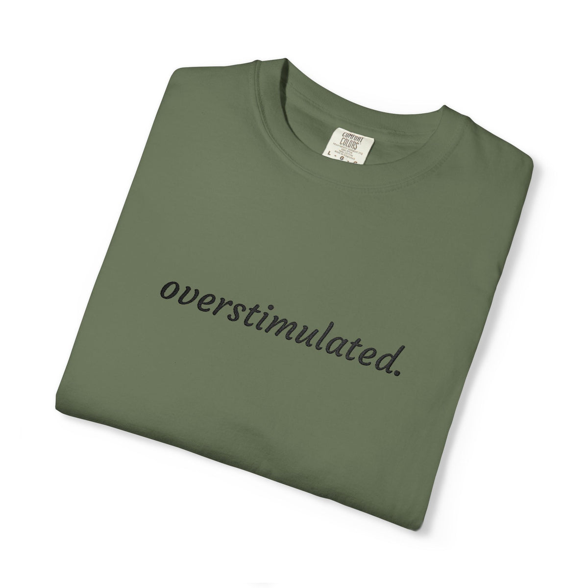 Overstimulated Tee — Minimalist White Graphic T‑Shirt
